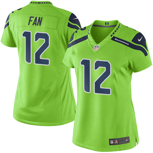 Women's Limited 12th Fan Nike Jersey Green - Rush NFL Seattle Seahawks